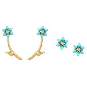 KATE SPADE • Turquoise 2 in 1 Myosotis Ear Jackets Earrings